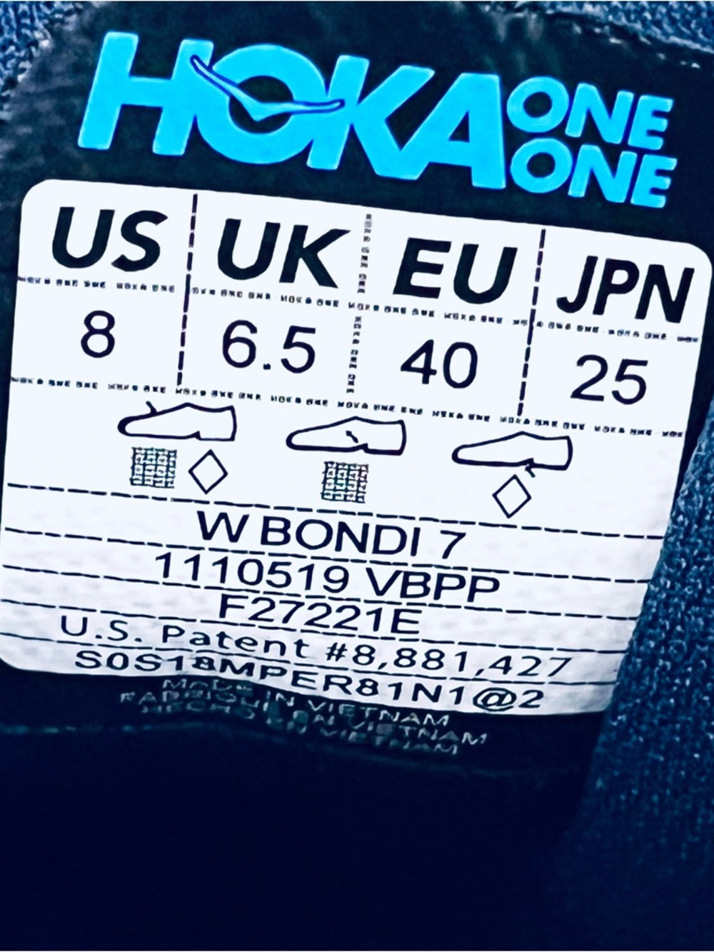 Hoka One One Bondi 7 Athletic Running Shoes Vallarta Blue/Phlox Pink Sz 8 - Picture 10 of 10